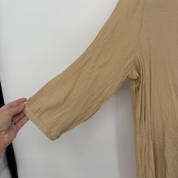 Notations Beige Tan Boho Lace Up Blouse Top Size 2X Plus Rayon - Picture 2 of 10